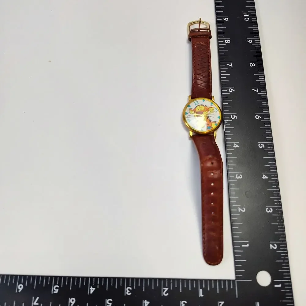 Vintage Timex Disney Tigger Watch Large Dial Brown Strap